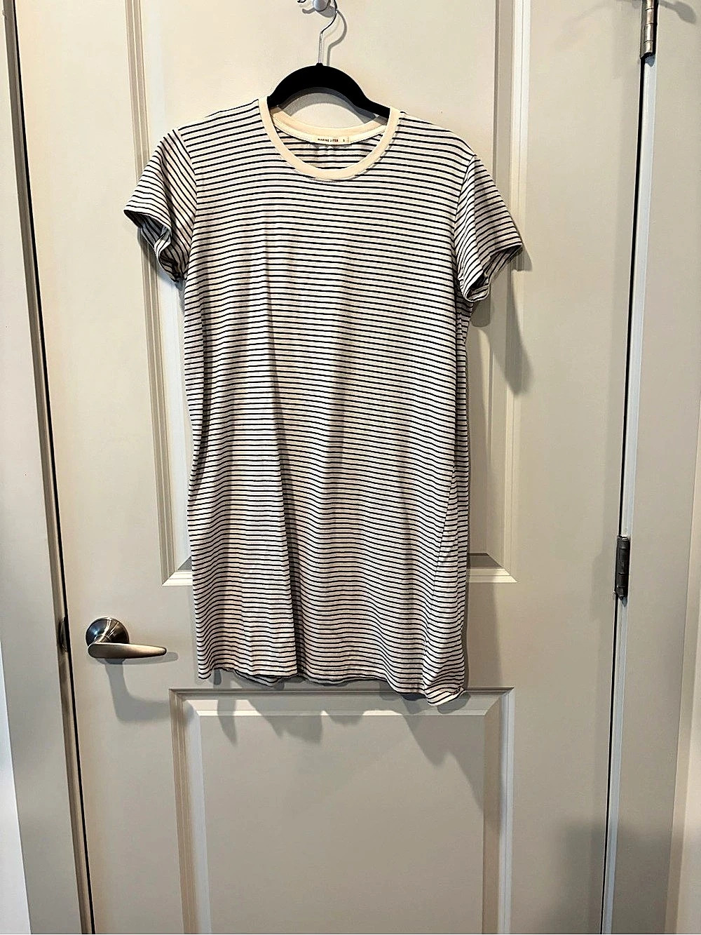 Marine Layer Striped Mini Dress in White & Black Size Small